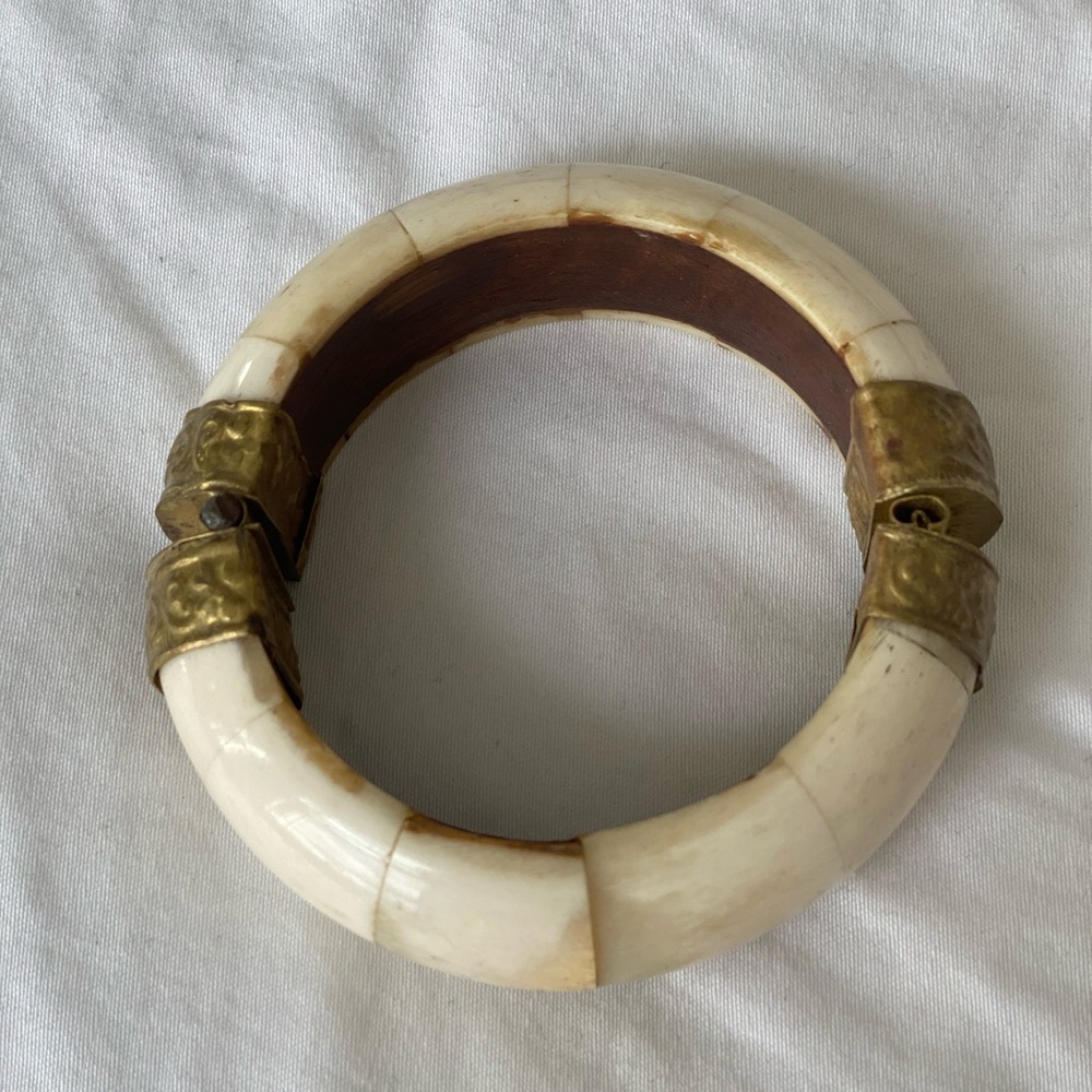 Vintage ivory and brass bracelet